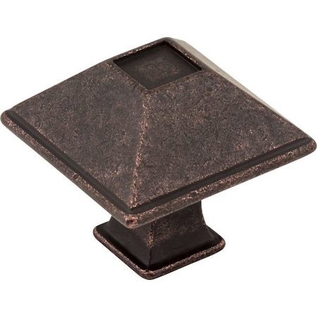 Jeffrey Alexander 1-1/4" Overall Length Distressed Oil Rubbed Bronze Square Tahoe Cabinet Knob 602S-DMAC